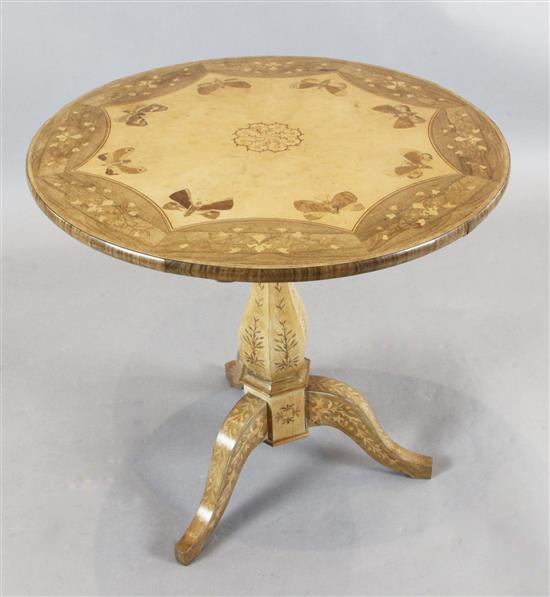A 19th century Continental marquetry and rosewood centre table, W.2ft 2in. H.2ft 2in.
